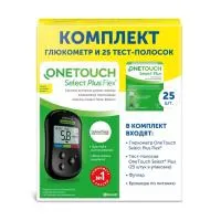 Глюкометр One Touch Select Plus Flex + Тест-полоски One Touch Select Plus №25 (без ручки и ланцетов)