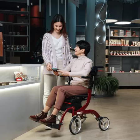 Ходунки-роллаторы ORTONICA XR101 с функцией трансформации в кресло-каталку, красные