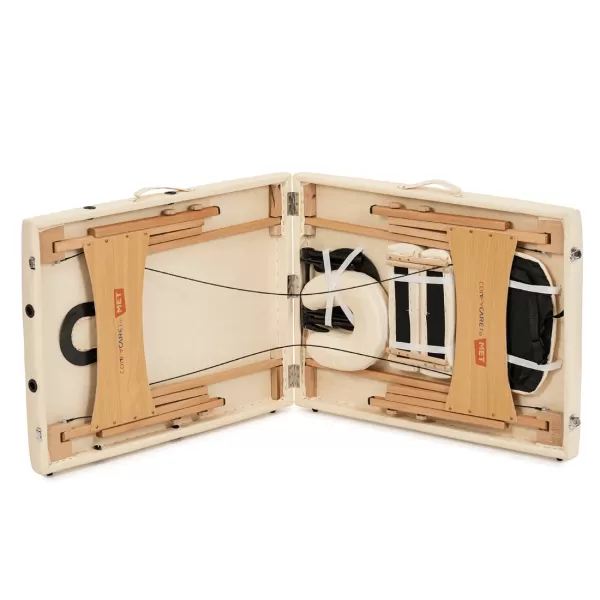 Стол массажный MET Comfort W2, артикул 18452, 2-х секционный складной на буковом каркасе с регулировкой высоты, кремовый