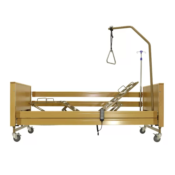 Кровать электрическая MED-MOS YG-1 ЛДСП светлое дерево с металлическими ламелями и регулировкой высоты