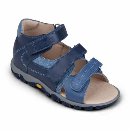 Сандалии ортопедические детские TWIKI TW-134-18 кожаные с открытым носом цвет синий 