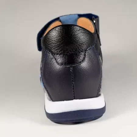 Сандалии ортопедические детские TWIKI TW-234-2 кожаные с закрытым носом цвет синий комбинированный 