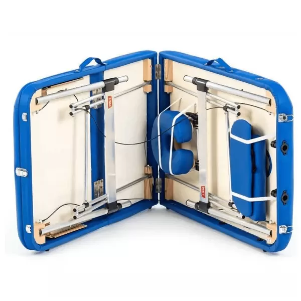 Стол массажный MET Comfort A3, артикул 18464, 3-х секционный складной алюминиевый, синий